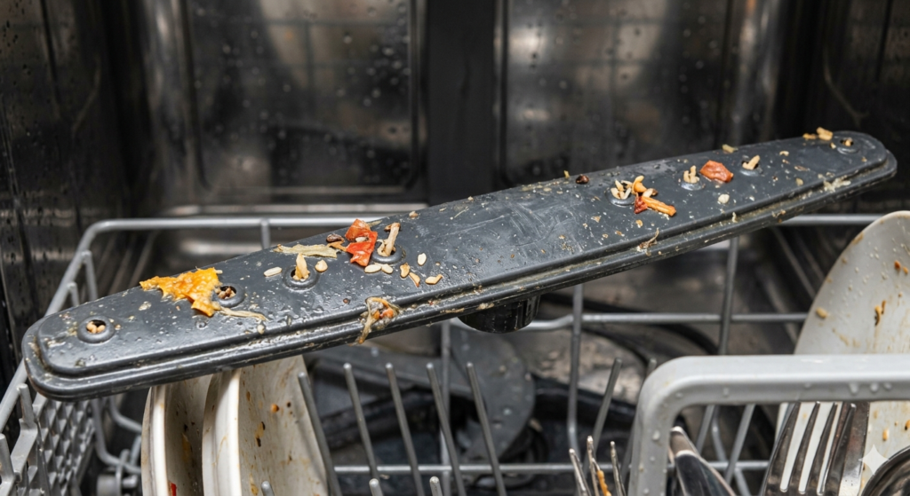 bosch dishwasher spray arm clogged causing poor cleaning